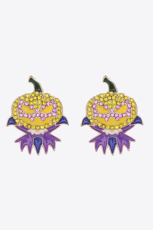 Women Demon Pumpkin Rhinestone Alloy Earrings NicholesGifts