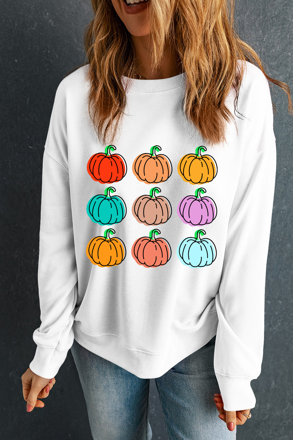 Pumpkin Graphic Long Sleeve Sweatshirt NicholesGifts