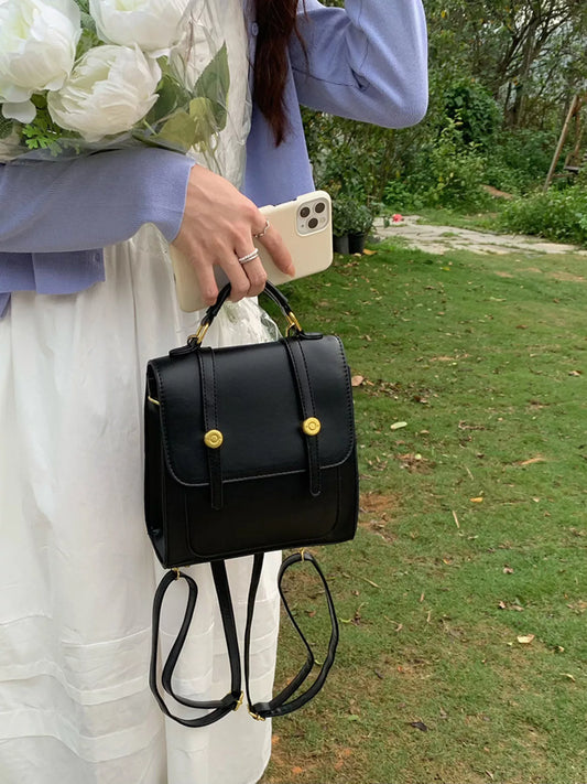 Top Handle Leather Backpack Bag nicholesgifts