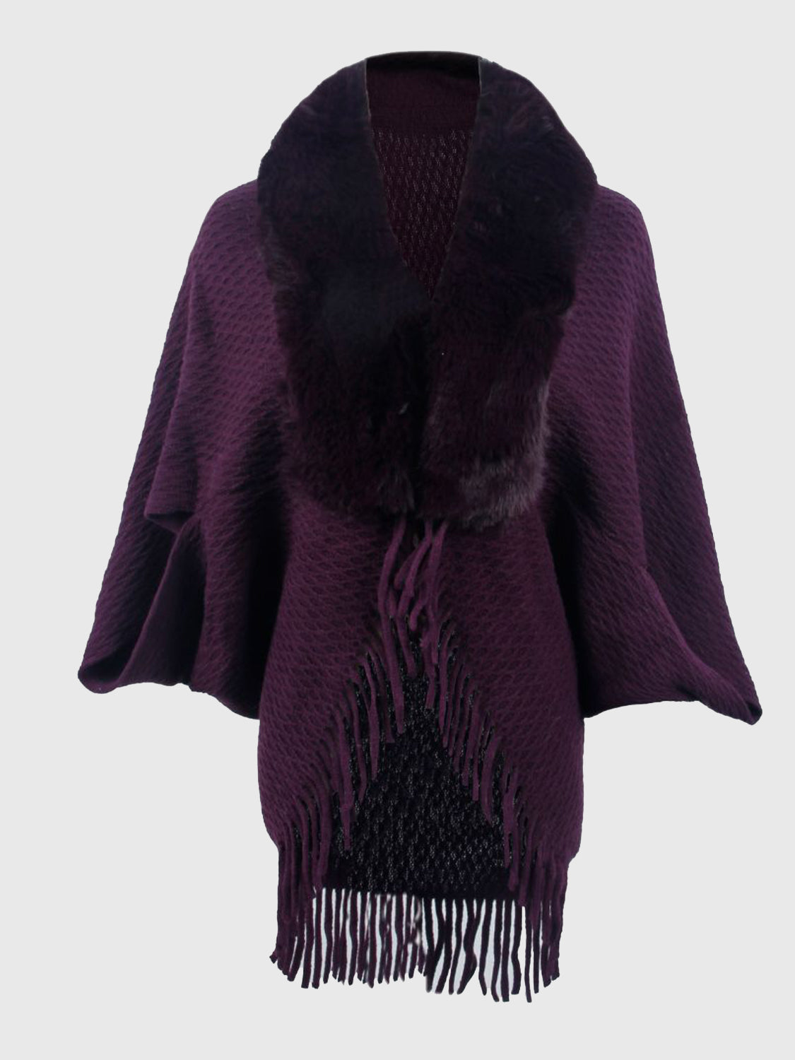 NicholesGifts Women Open Front Fringe Hem Poncho NicholesGifts