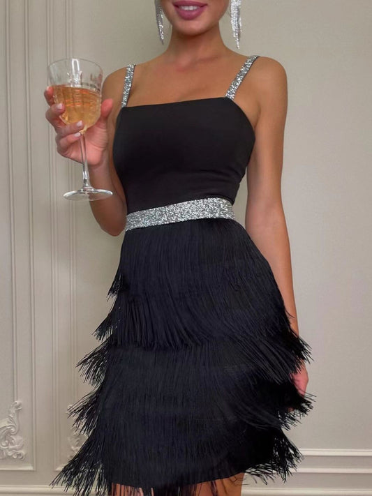 Fringe Trim Cami Mini Dress nicholesgifts