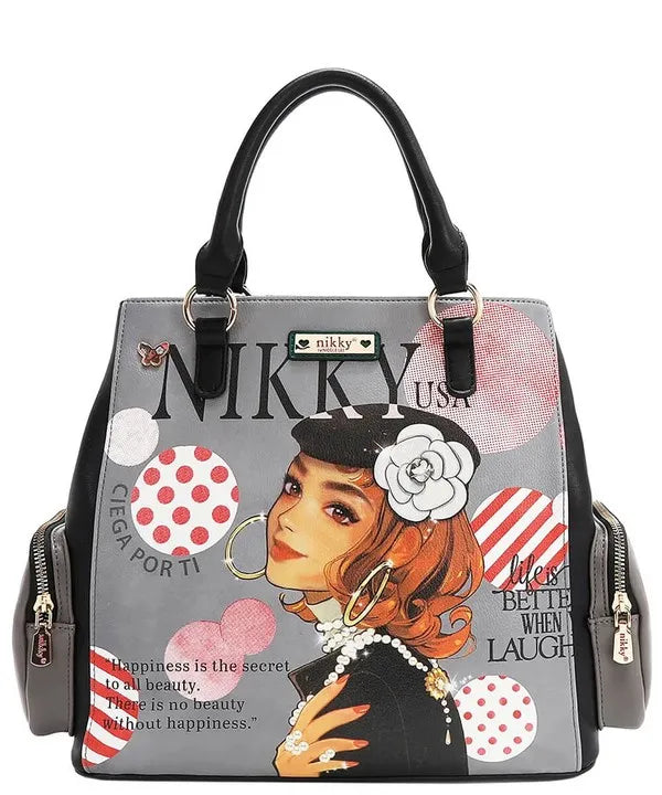 Nicole Lee USA Eco-Leather Handbag with Side Pockets Trendsi