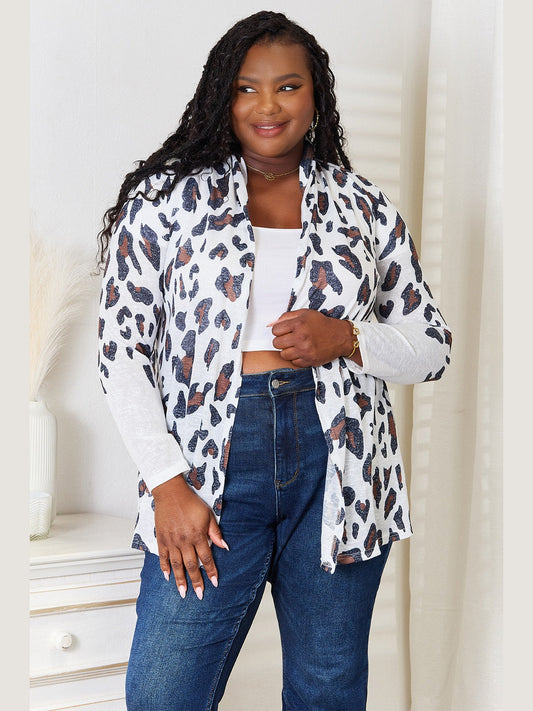 Double Take Leopard Long Sleeve Cardigan