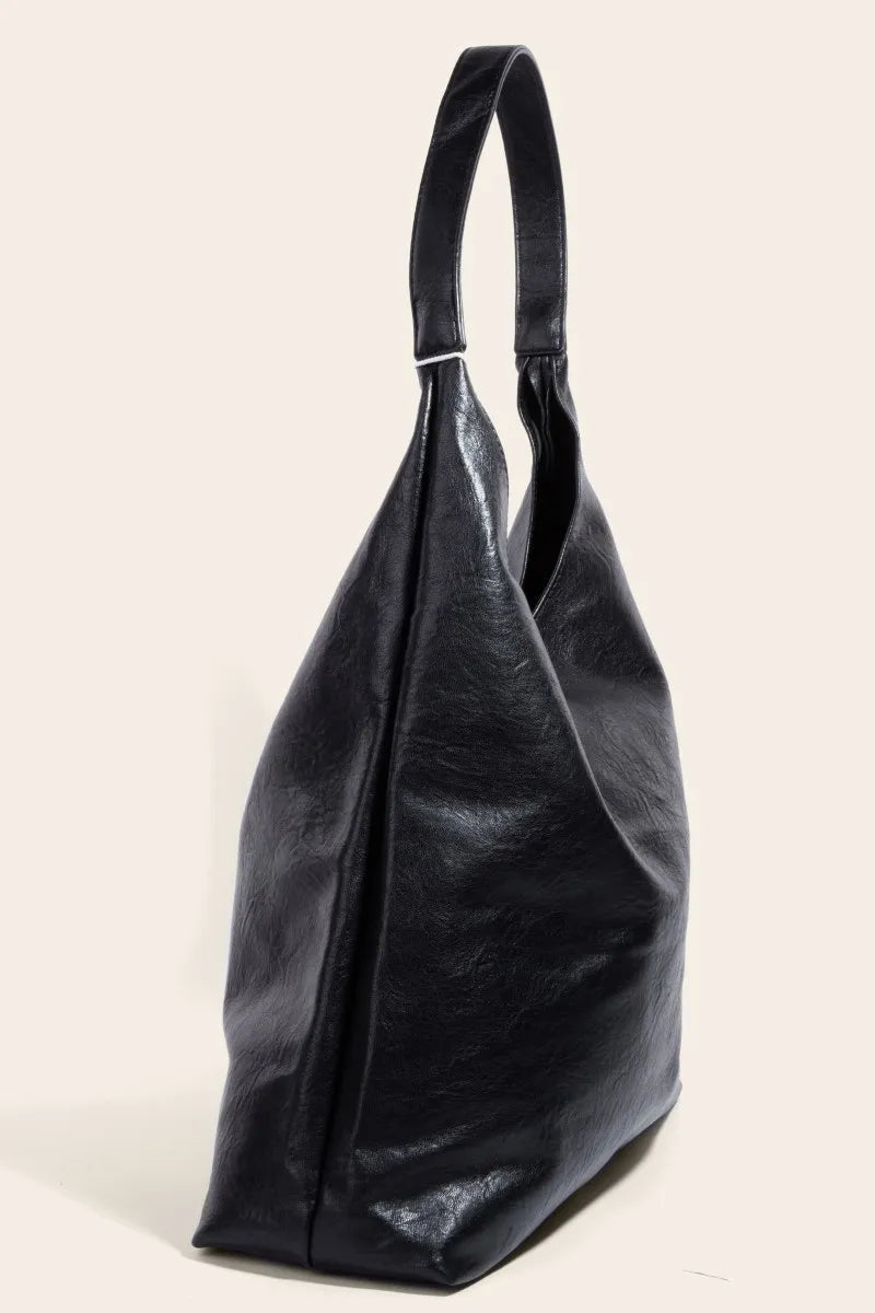 Fame Faux Leather Tote Bag Trendsi