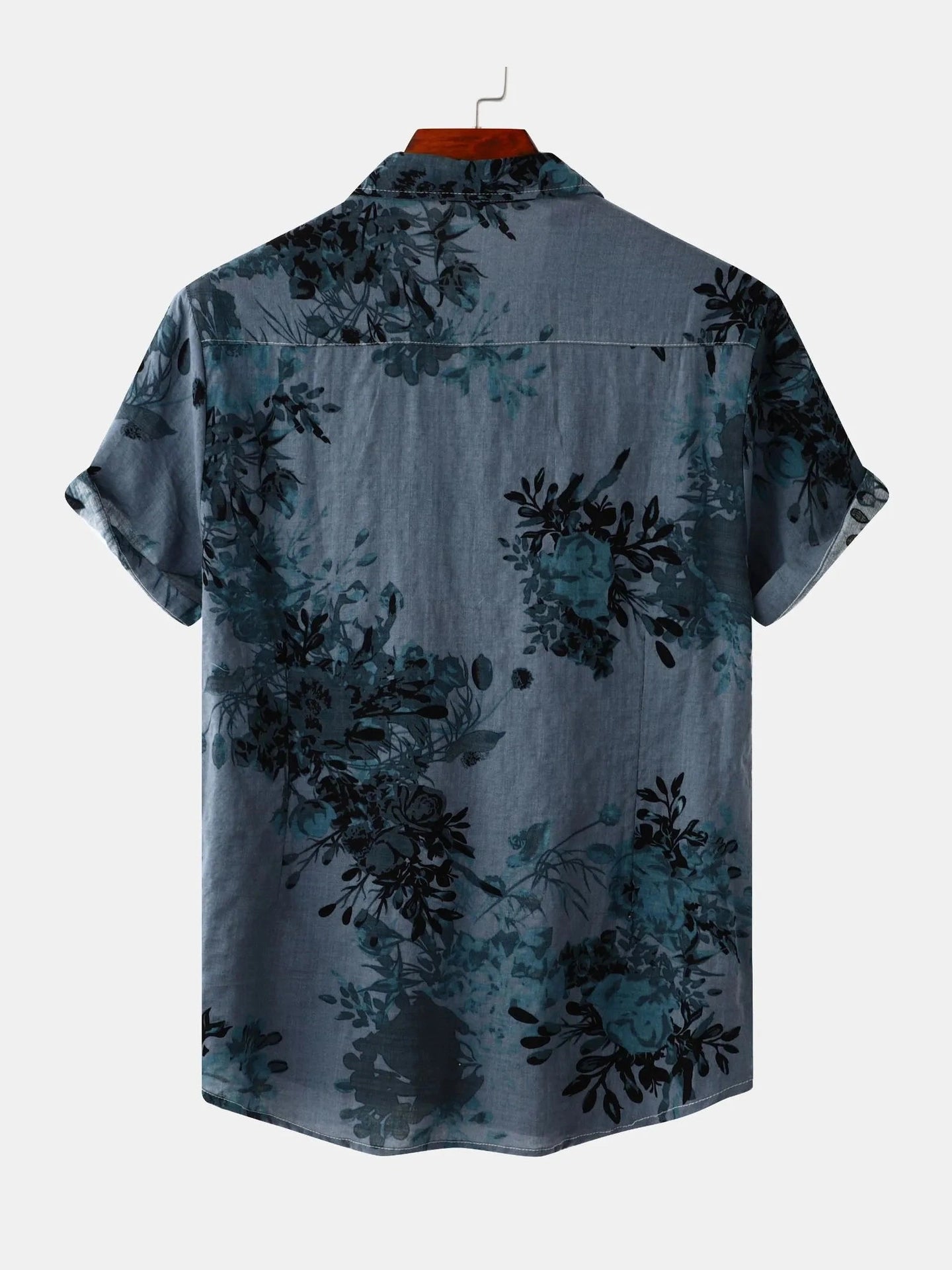 Men's Plus Size Printed Short Sleeve Button Down Casual Shirt Trendsi