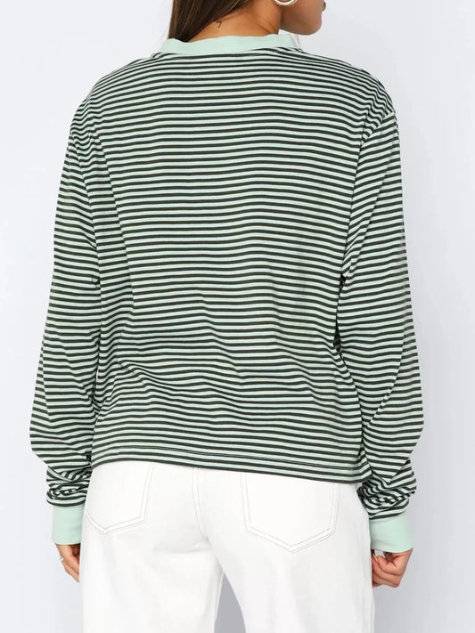 Striped Oversized Round Neck Sweatshirt nicholesgifts