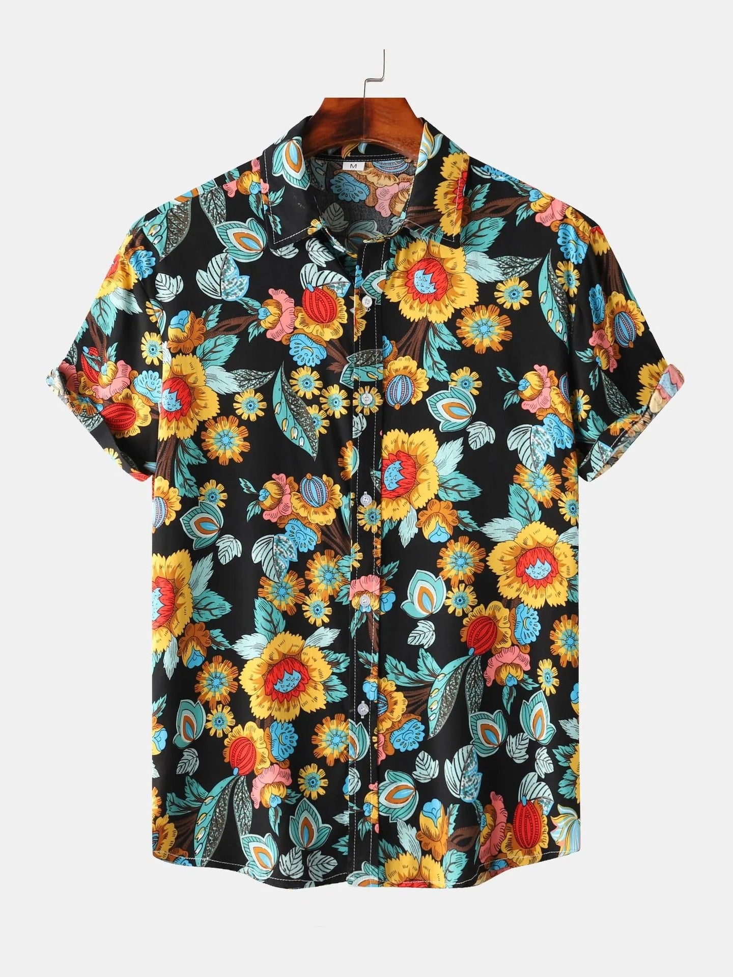 Men's Plus Size Floral Print Short Sleeve Hawaiian Shirt Trendsi
