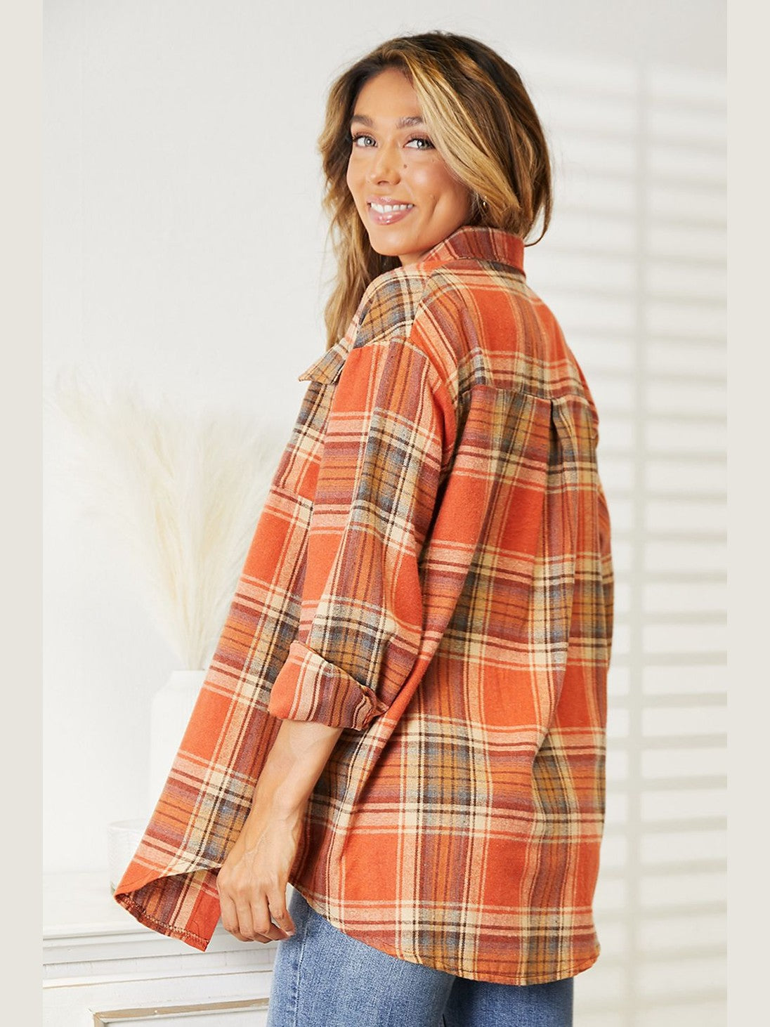 Mandy Plaid Dropped Shoulder Shirt NicholesGifts