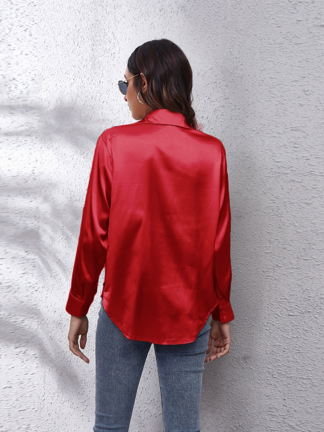Collared Neck Buttoned Long Sleeve Shirt nicholesgifts