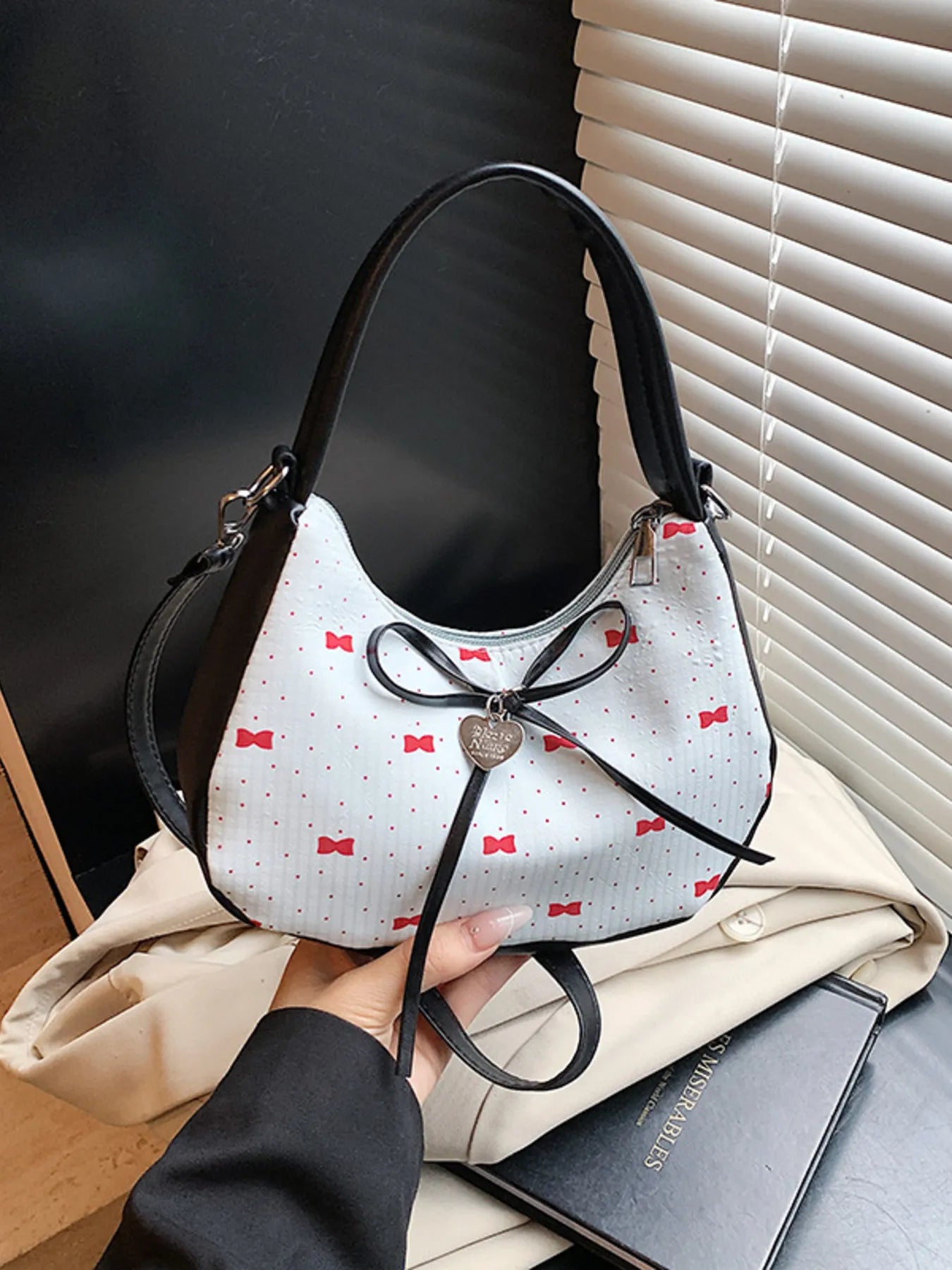 Printed Bow Shoulder Bag Trendsi