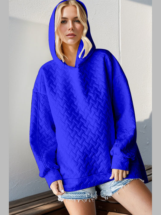 NicholesGifts Women Double Take Full Size Drop Shoulder Long Sleeve Hoodie