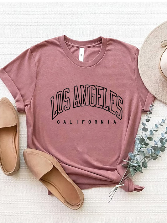 Women Los Angeles California Round Neck Short Sleeve T-Shirt NicholesGifts