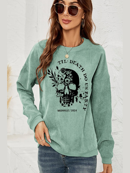 Women Skull Graphic Dropped Shoulder Sweatshirt nicholesgifts
