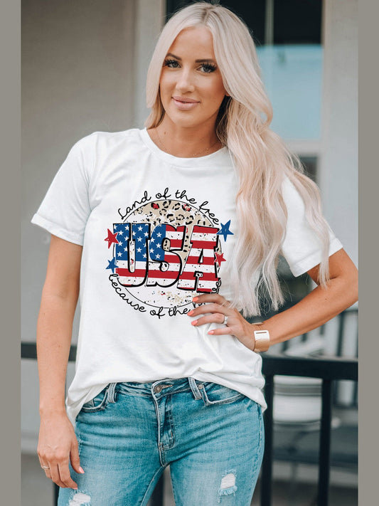 USA Graphic Round Neck Tee nicholesgifts