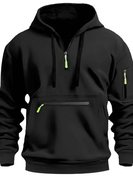Men's Full Drawstring Half Zip Hoodie Plus Size NicholesGifts