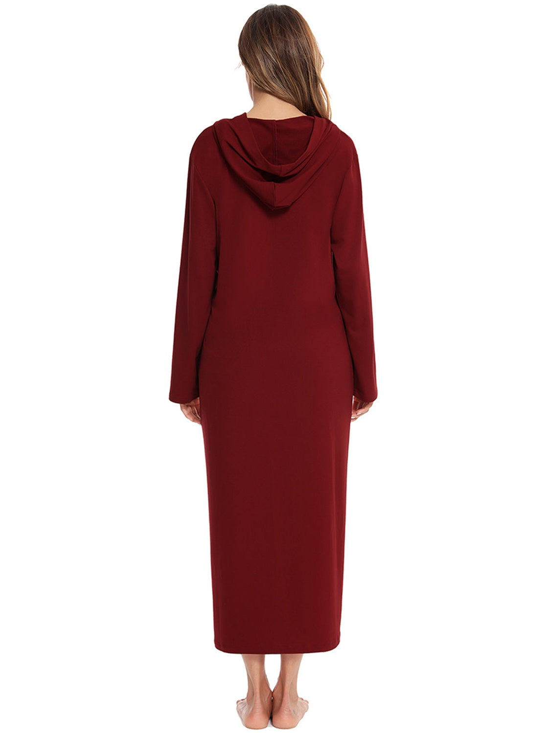 Zip Front Hooded Night Dress with Pockets nicholesgifts