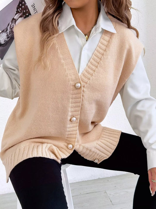 Button-Down Button Up Sweater Vest nicholesgifts
