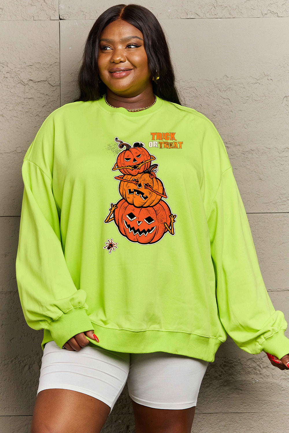 Simply Love Full Size TRICK OR TREAT Graphic Sweatshirt NicholesGifts