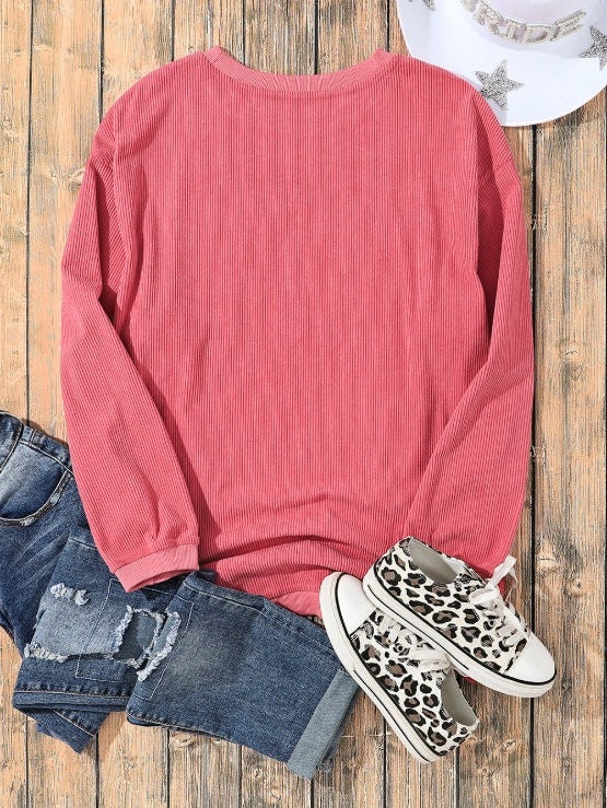 Women Valentine's Day LOVE Round Neck Long Sleeve Sweatshirt nicholesgifts