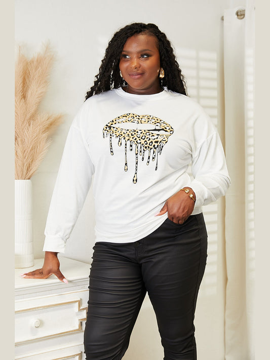 NicholesGifts Women Simply Love Graphic Dropped Shoulder Round Neck Sweatshirt