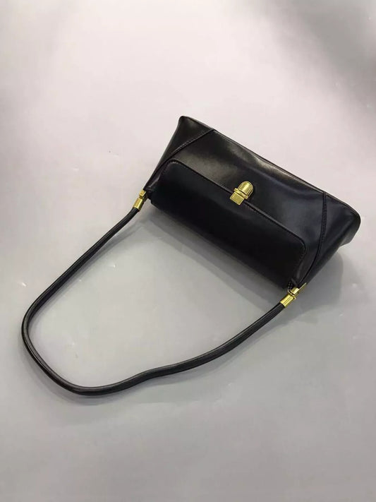 Leather Shoulder Bag with Golden Clasp nicholesgifts