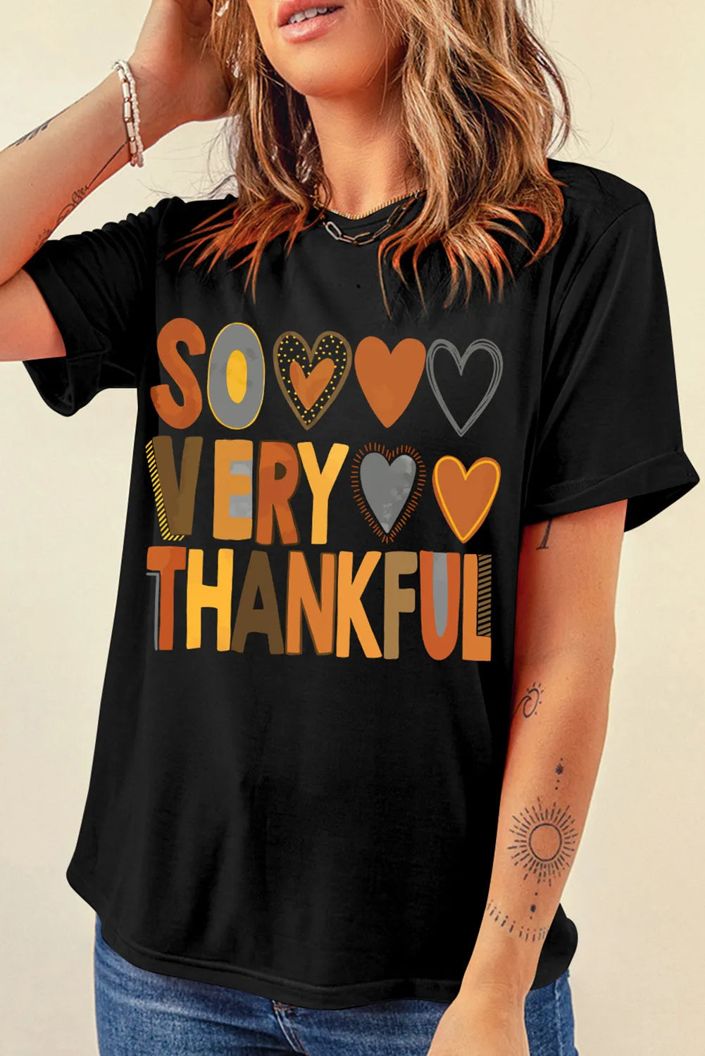 Letter Graphic Round Neck Short Sleeve T-Shirt NicholesGifts