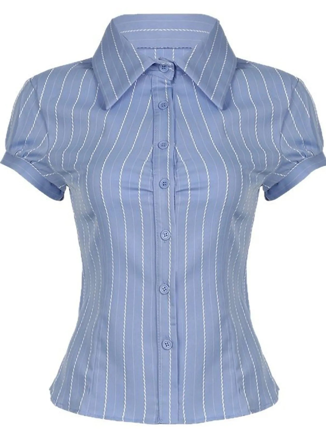 Striped Button-Down Collared Neck Shirt Trendsi