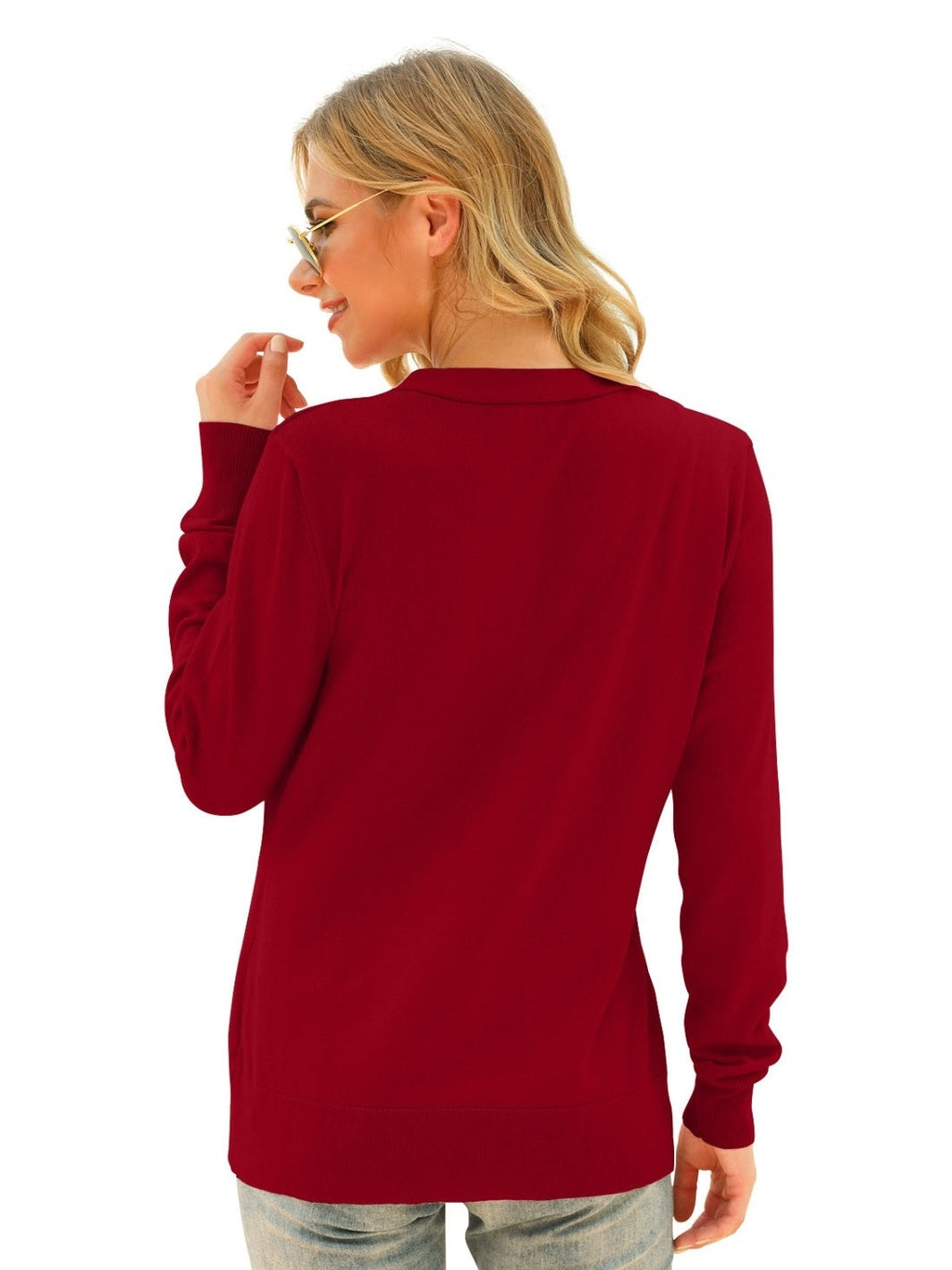 Women Button Up V-Neck Long Sleeve Cardigan NicholesGifts