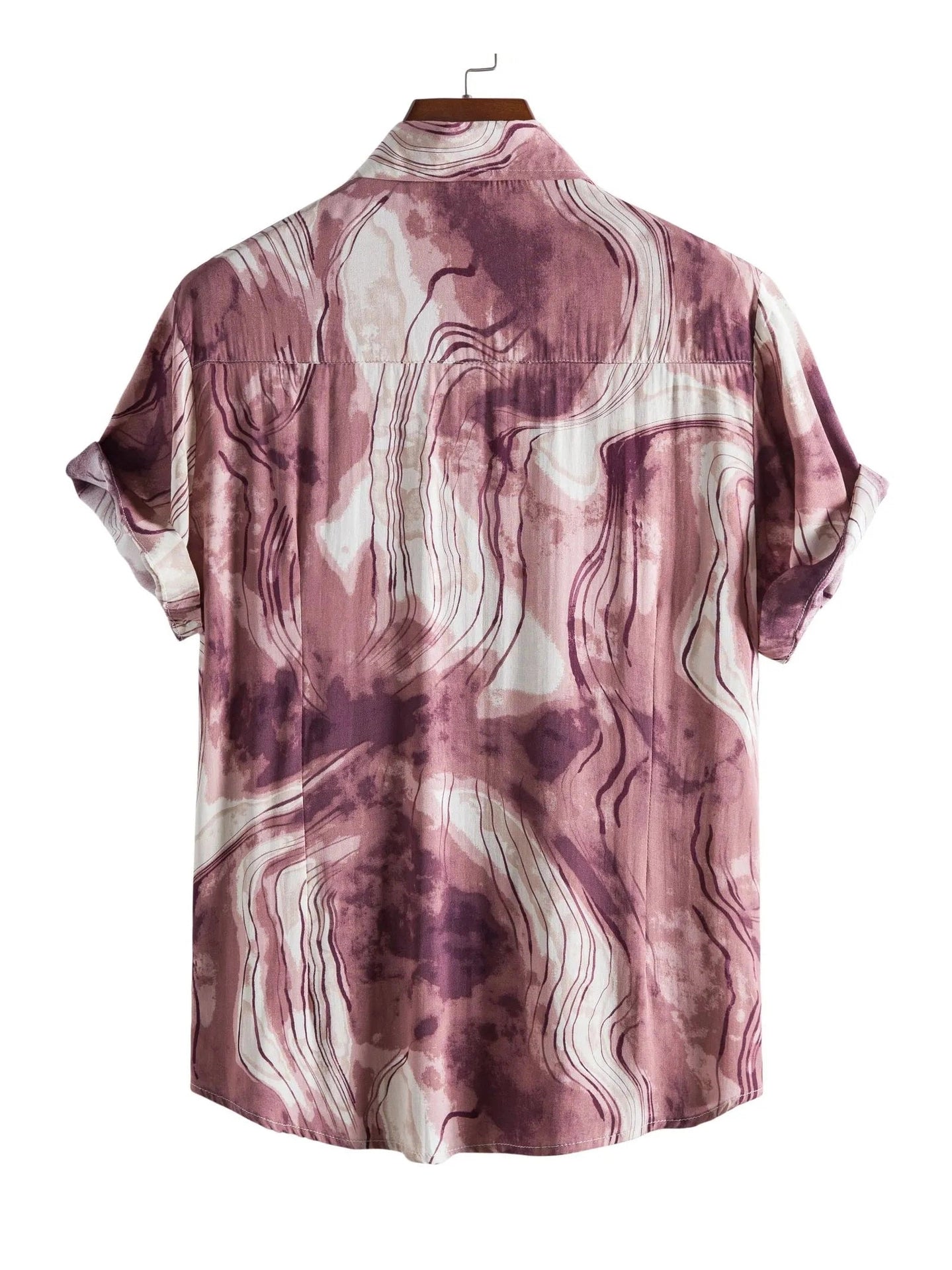Men's Plus Size Abstract Marble Print Short Sleeve Button-Up Shirt Trendsi