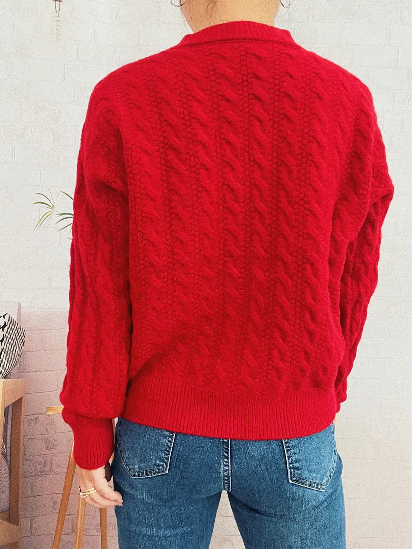 Cable Knit Button-Up Cardigan