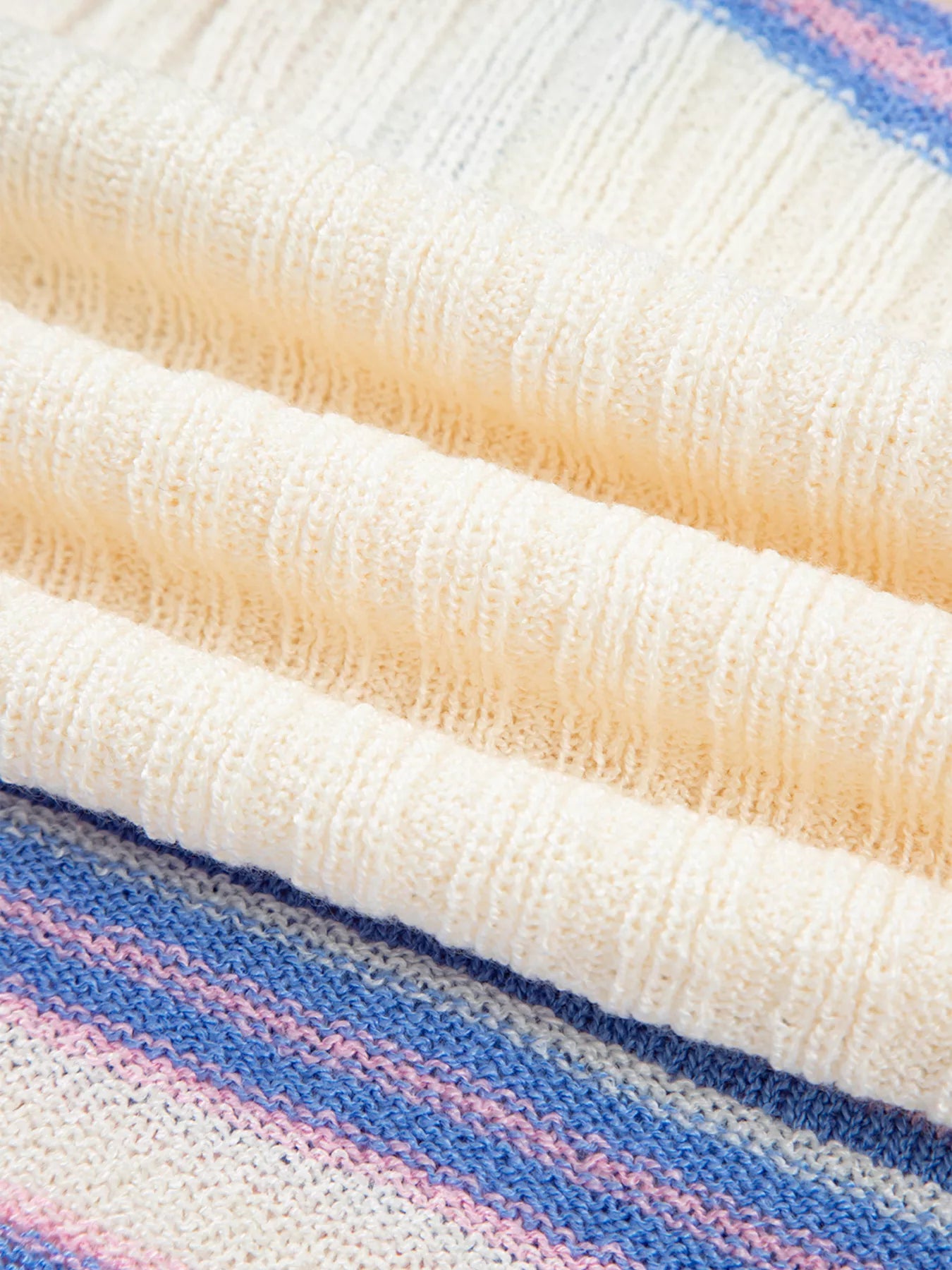 Striped V Neck Dolman Sleeve Rib Knit Oversized Sweater with Slits Trendsi