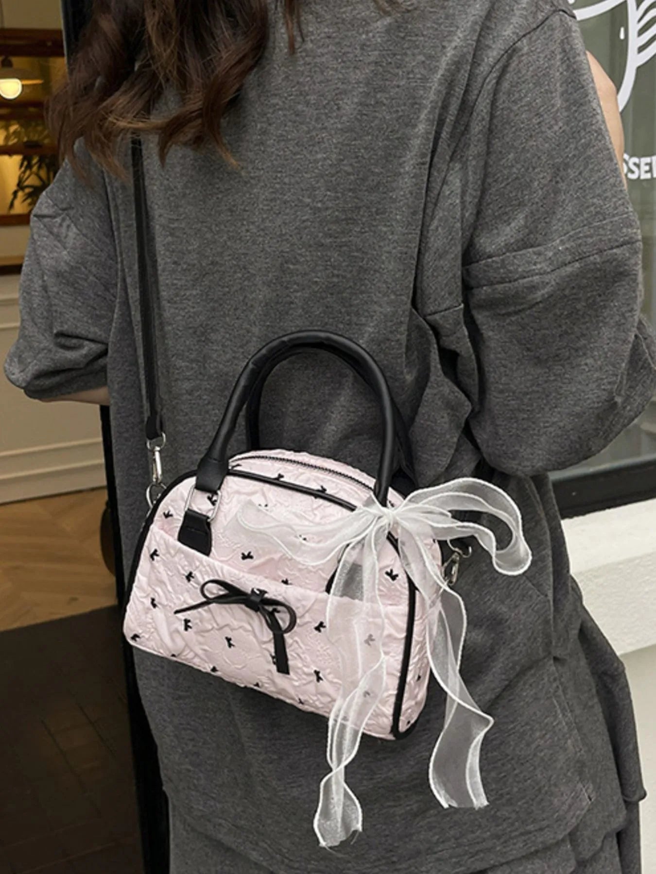Ruched Bow Crossbody Bag Trendsi
