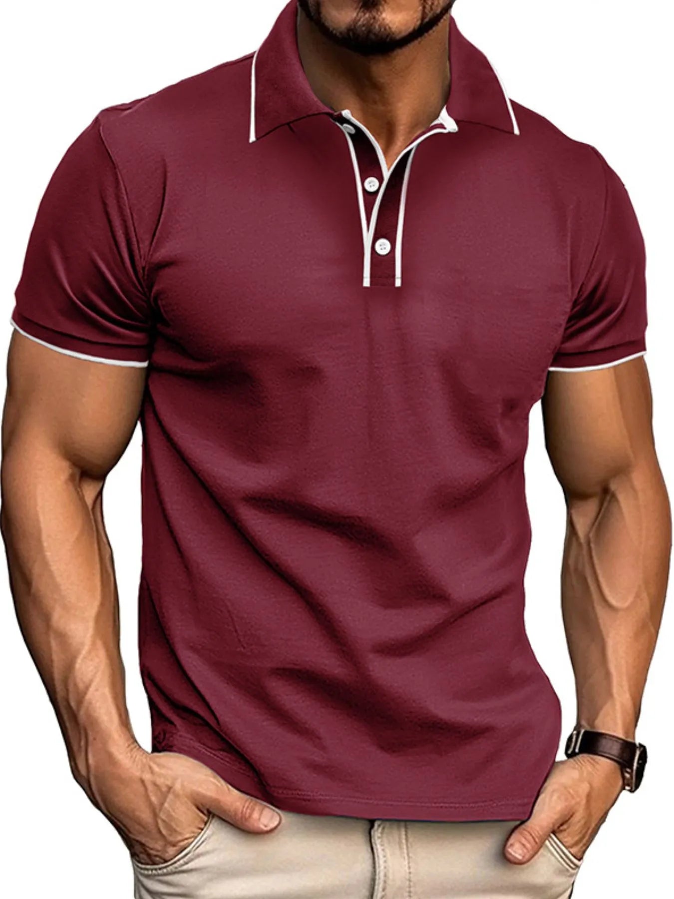 Men's Slim Fit Polo Shirt with Contrast Trim NicholesGifts