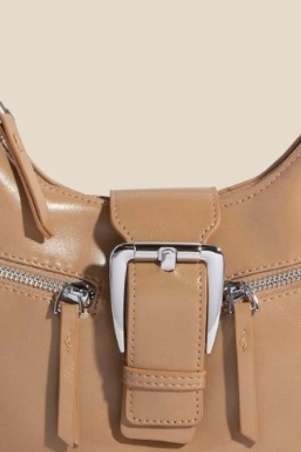 Fame Large Buckle Triple Zipper Hand Bag Trendsi