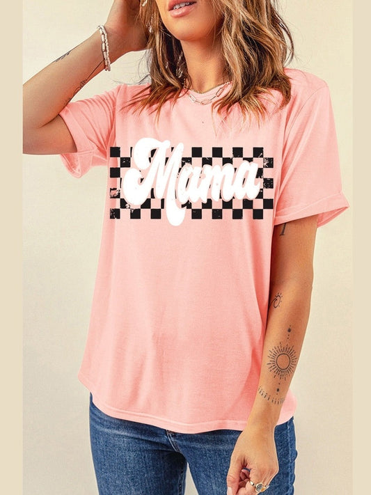 Women MAMA Round Neck Short Sleeve Peach Colored T-Shirt NicholesGifts