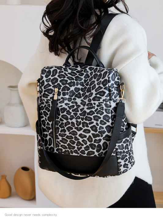 Leopard Print Backpack Bag nicholesgifts