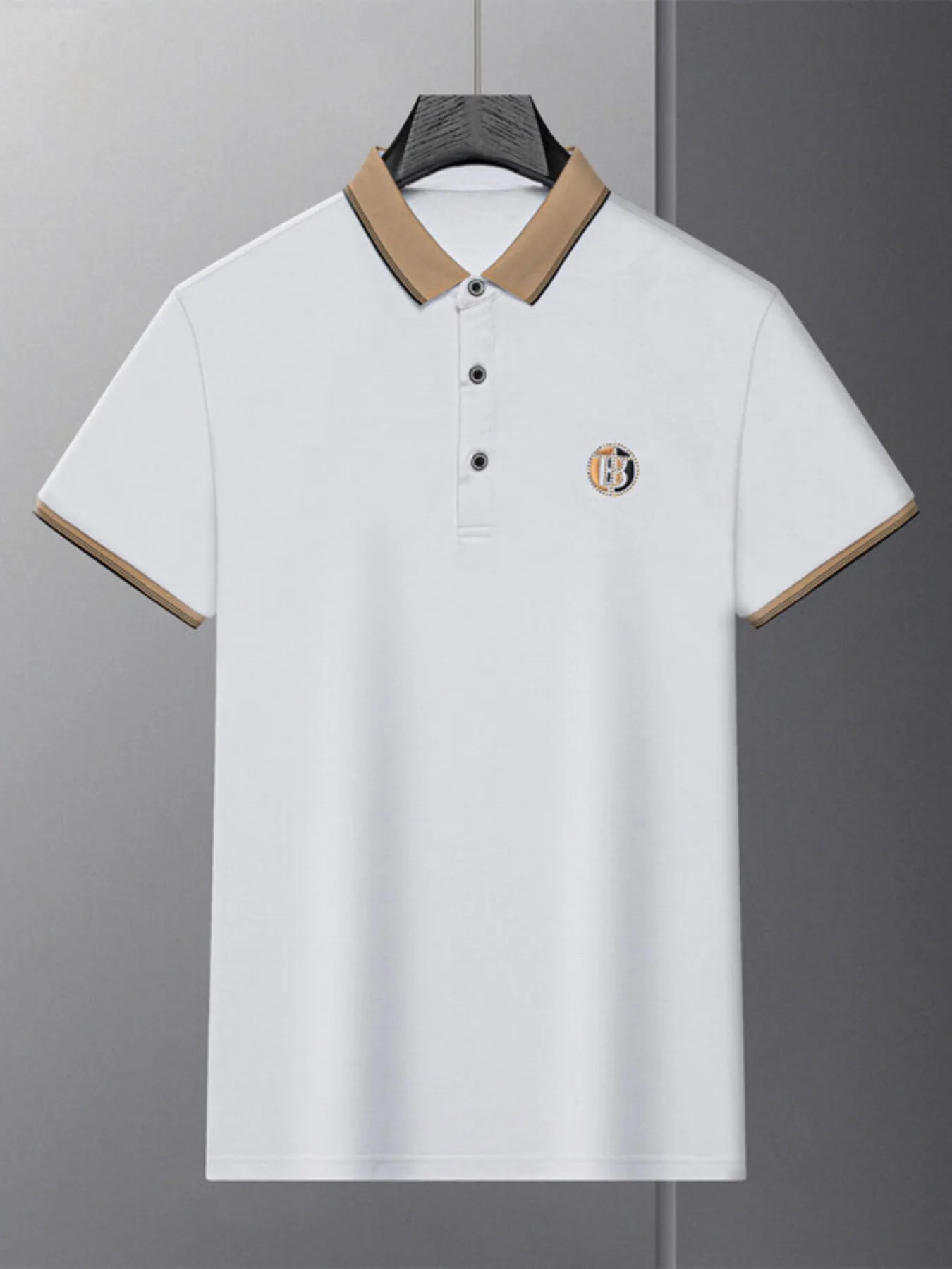 Men's Plus Size Contrast Collar Short Sleeve Polo Shirt