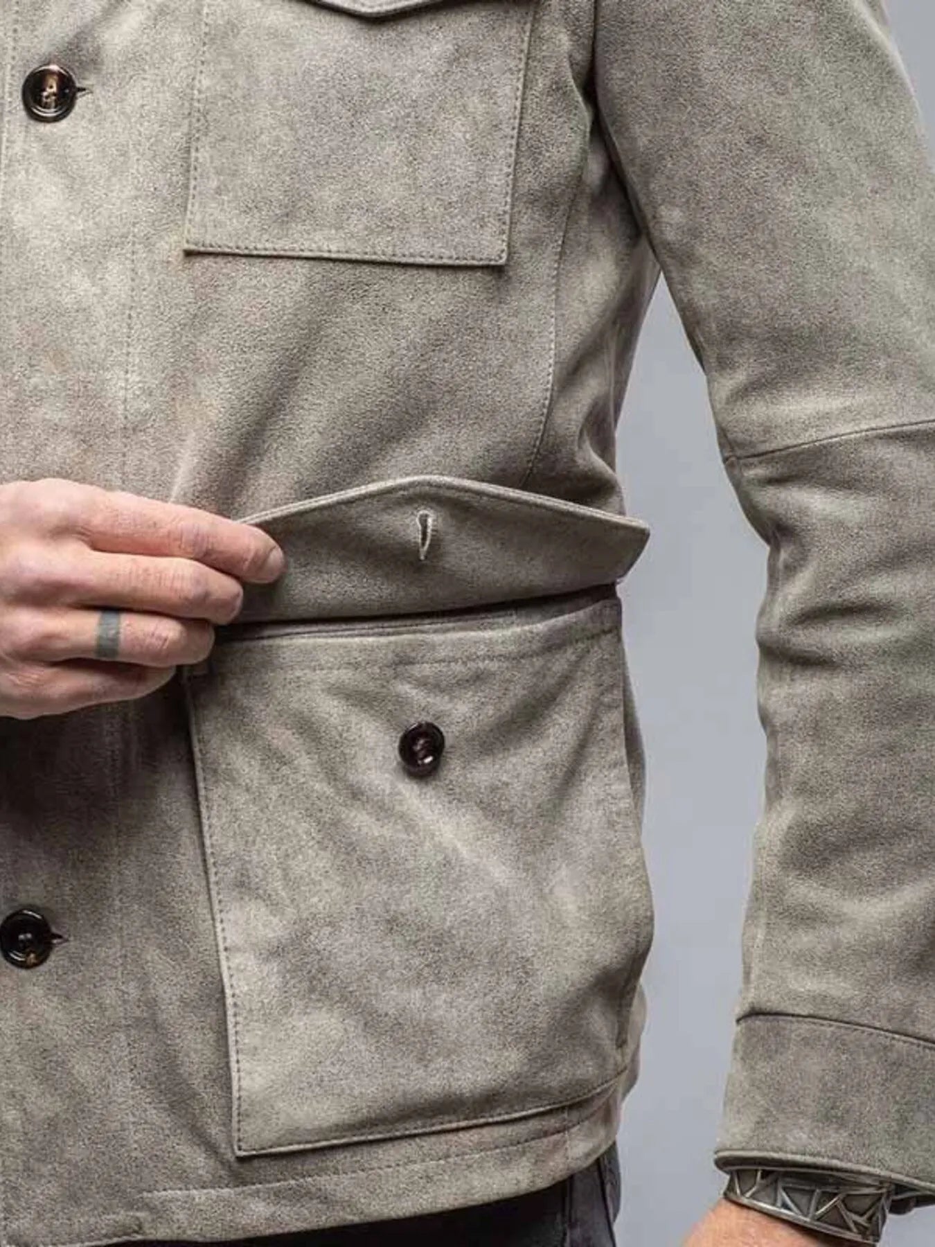 Men's Full Size Multi-Pocket Long Sleeve Jacket Plus Size Trendsi