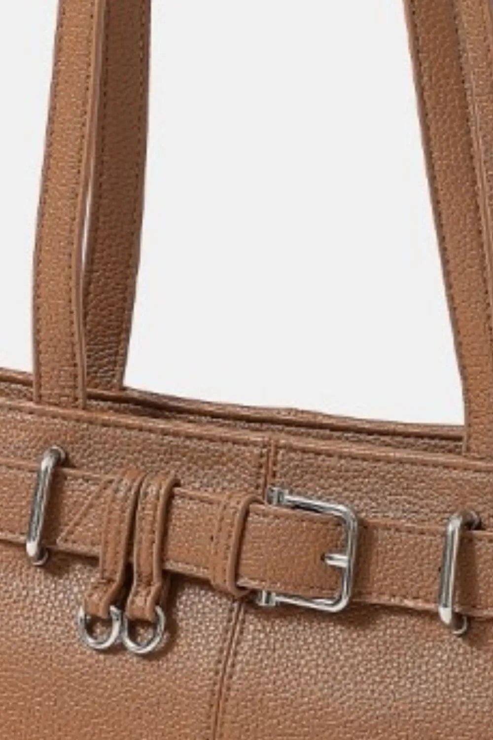 Fame Belt Strap Textured Faux Leather Shoulder Bag Trendsi