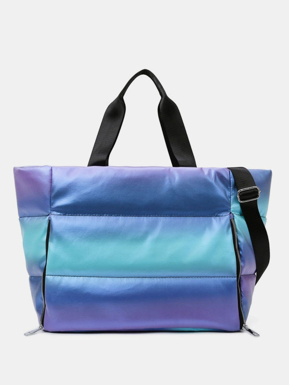 Women Gradient Quilted Travel Bag with Side Zippers