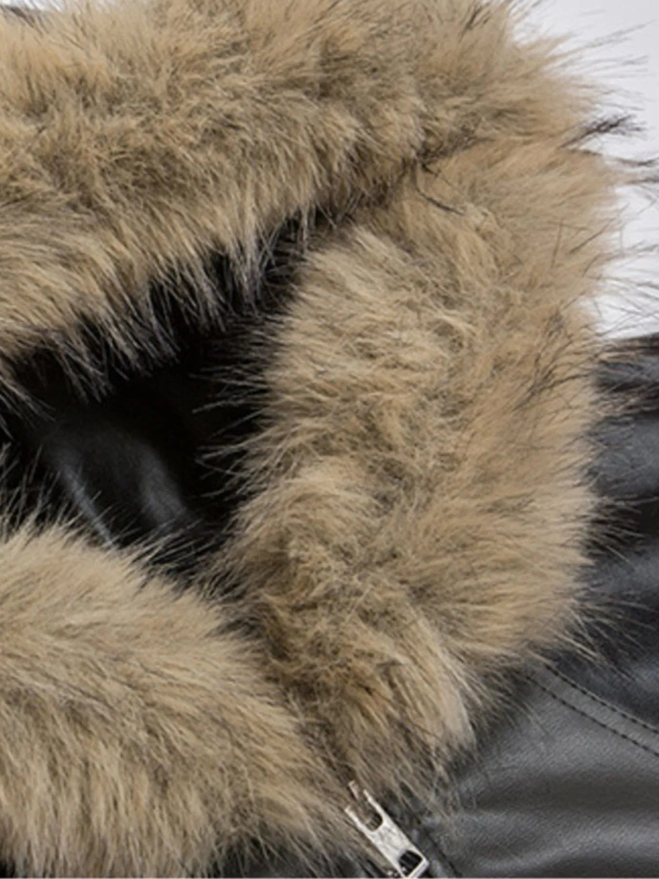 Men's Faux Fur Hooded Contrast Bomber Jacket Trendsi