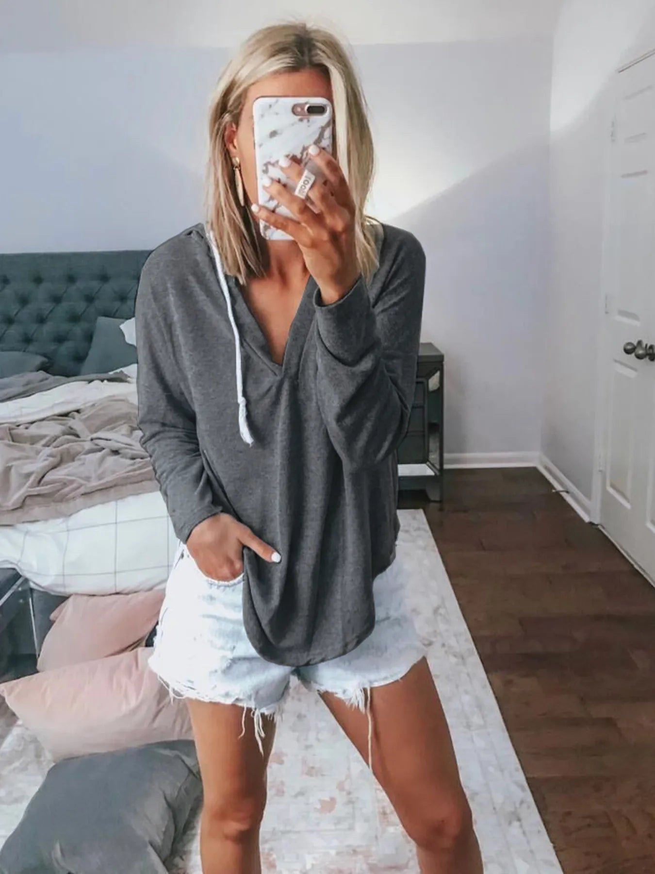 Full Size Drawstring Long Sleeve Hoodie Plus Size