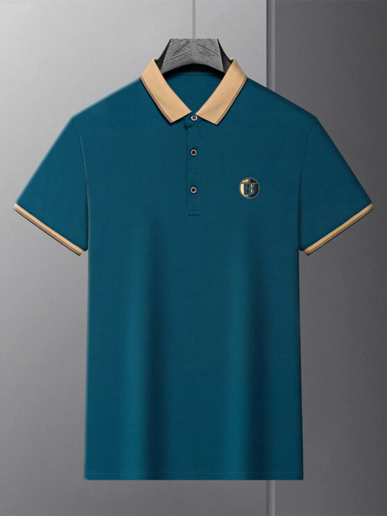 Men's Plus Size Contrast Collar Short Sleeve Polo Shirt