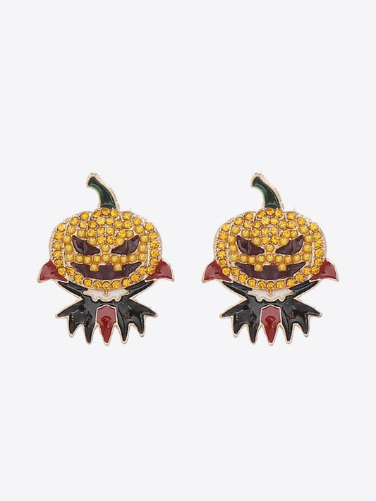 Demon Pumpkin Rhinestone Alloy Earrings Trendsi