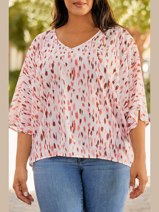 Women Plus Size Printed V-Neck Blouse NicholesGifts