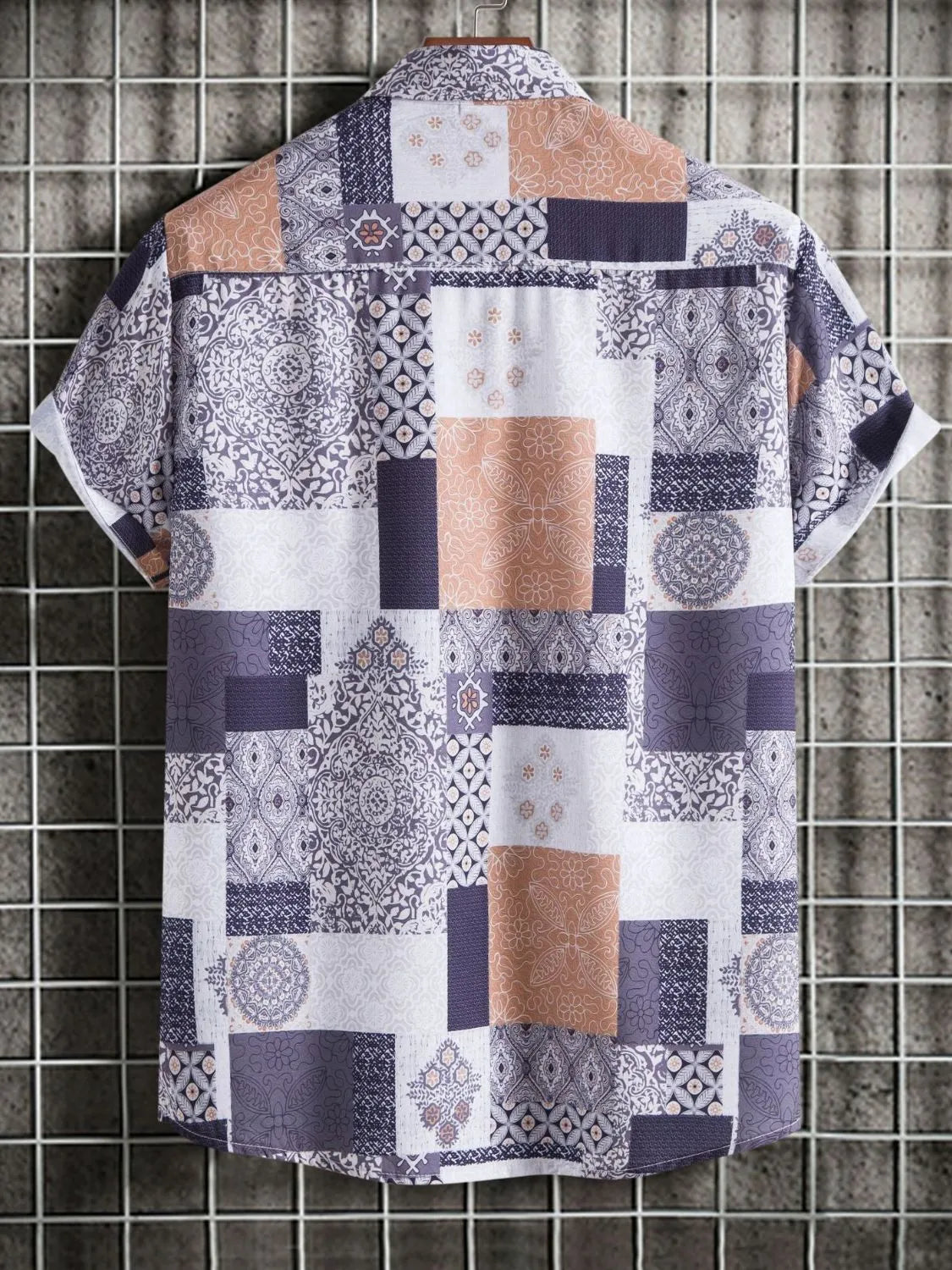 Men's Plus Size Printed Short Sleeve Casual Shirt Trendsi
