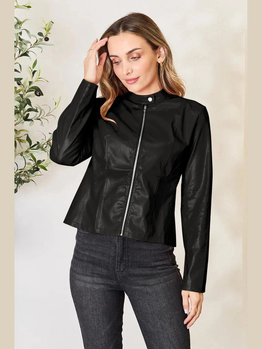 Mock Neck Zip Up Jacket nicholesgifts