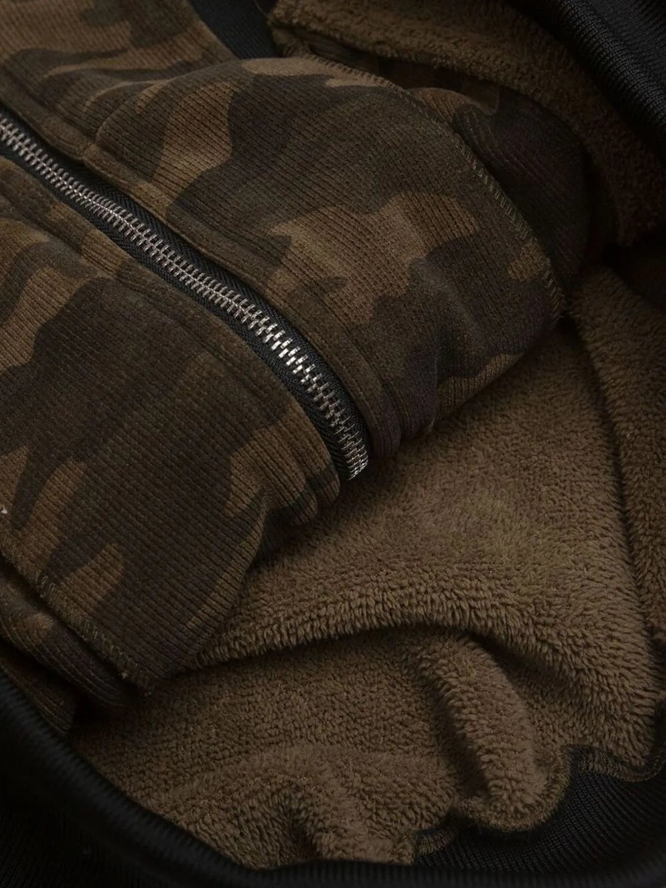 Men's Camouflage Faux Fur Hood Jacket Trendsi