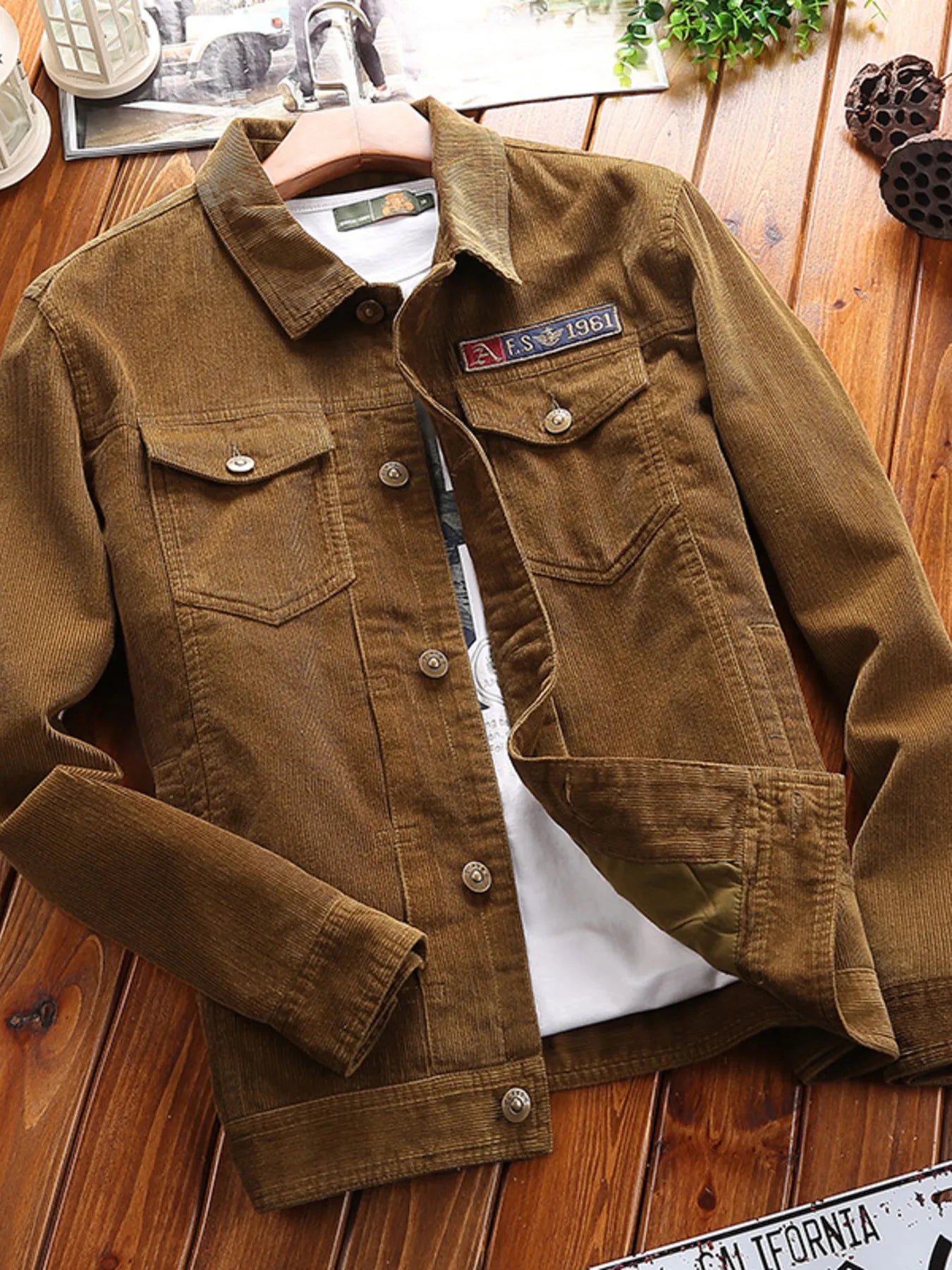 Men's Plus Size Button Up Long Sleeve Jacket