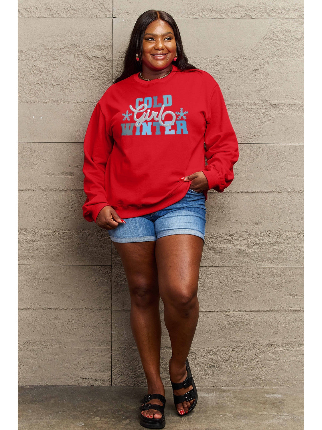 Simply Love Full Size COLD WINTER Graphic Long Sleeve Sweatshirt NicholesGifts